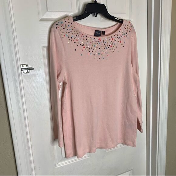Rafaella Jeweled Top Size XL Chintz Rose Color - Picture 4 of 11